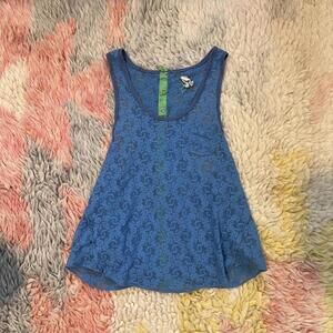 Blue lace racer back camo tank top.